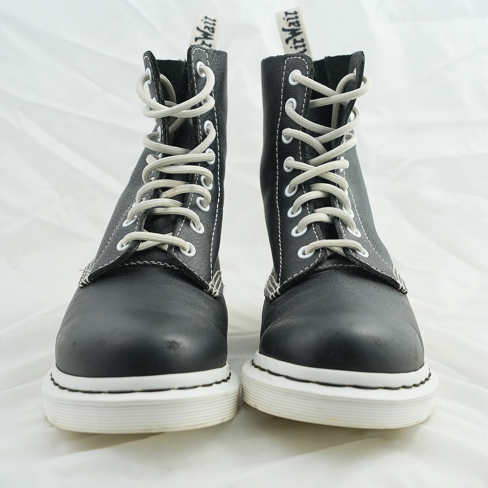 Dr. Martens 1460 Pascal BW Black White Virginia Leather Combat Boots‎ Womens 8